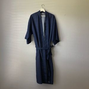 Christian Dior Monsieur silk robe ~ OS ~ navy blue with pattern